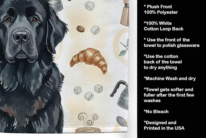 Caroline's Treasures Black Newfoundland Coffee Bar Kitchen Towel Velour Plush - Image 4