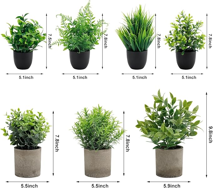 AUUGUU Artificial Potted Plants Faux Greenery in Cement Pots - Image 9