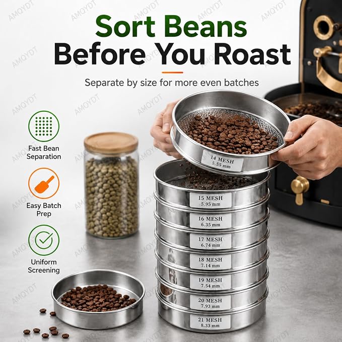 Coffee Bean Grading Sieve Set, Coffee Green Bean Stainless Steel Screen - Image 6