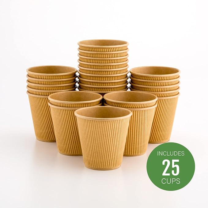 Restaurantware 8 Ounce Paper Coffee Cups, 25 Ripple Disposable Paper Cups - Image 9