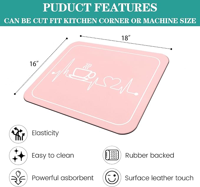 Pink Absorbent Coffee Mat - Image 3