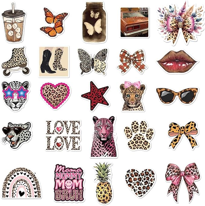 100Pcs Leopard Print Aesthetic Stickers - Image 6