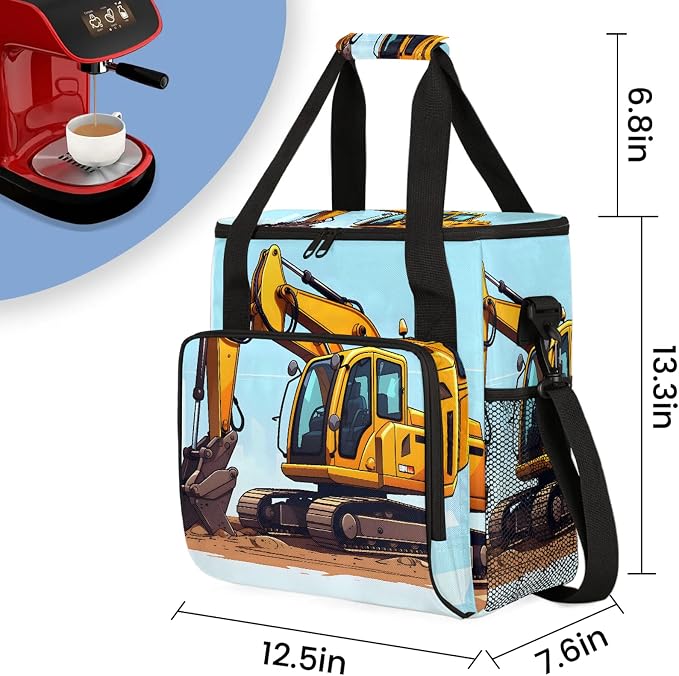 Trucks Coffee Maker Carring Bag, Large Insulated Storage Organizer Case Tote - Image 2