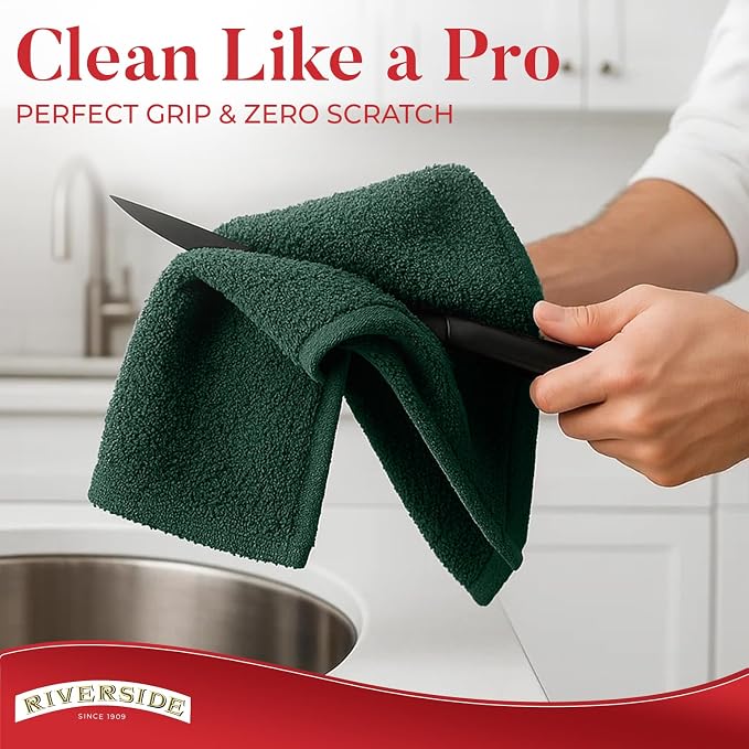 RIVERSIDE Bar Mop Towels Pack of 12, 16x19 Inches, 100% Ring Spun Cotton Terry - Image 4