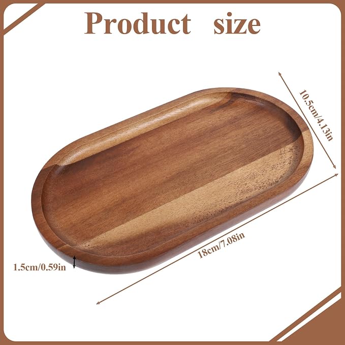 Small Wooden Serving Tray, Mini Acacia Wood Platters - Image 2