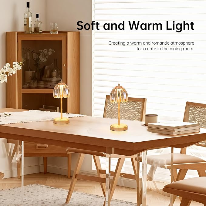 Shenmoyl Tulip Table Lamp with 5200mAh Battery & Touch Control, Small Cordless - Image 5
