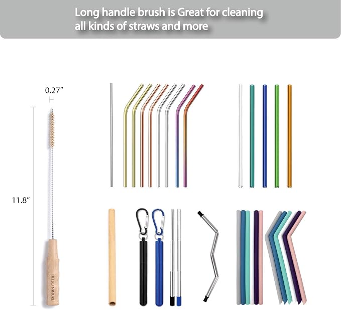 4 Pcs Bamboo Bottle Brush Set by HELLO NATURE – Long Handle Cleaning Brushes - Image 6