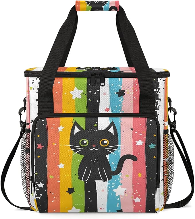 Black Cat Coffee Maker Carring Bag, Large Insulated Storage Organizer Case Tote by Home