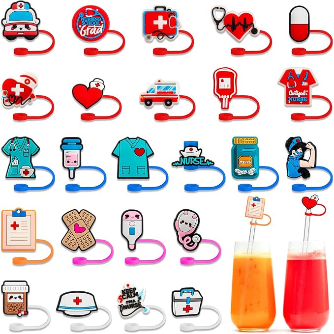 24 Pcs Nurse Straw Toppers, 9-10mm Silicone Nursing Straw Covers by GCTWFYK