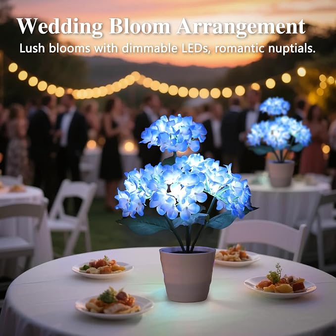 Blue Artificial Hydrangea LED Flower Lamp - Image 6