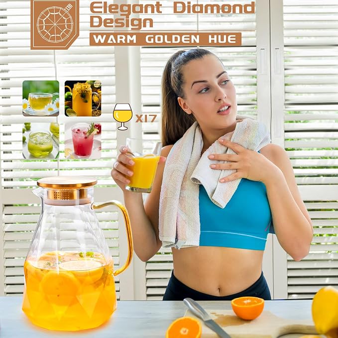 Glass Pitcher, 3 Liter Water Carafe - Image 5
