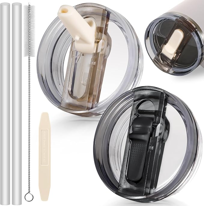 40oz Flip Straw Leak Proof Lid for Stanley Cup Accessories, 2 Pack No Spill Lid by ANTAND