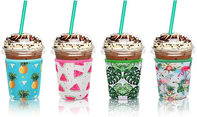 Patelai 4 Pieces Reusable Iced Coffee Sleeve Cup Insulator by Patelai