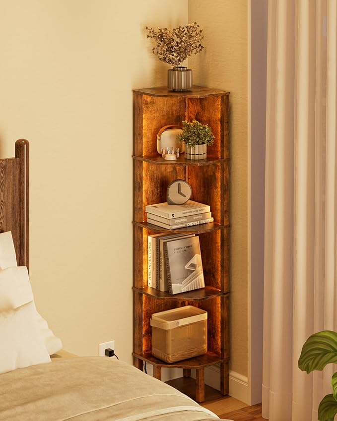 Corner Shelf Stand, 5 Tier Corner Bookshelf, Corner Furniture by Apetaccat