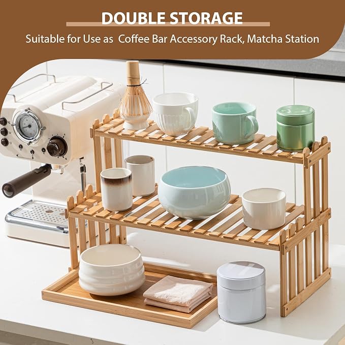 Kathfly 18.5" 2-tier Matcha Station Shelf Stand - Image 2