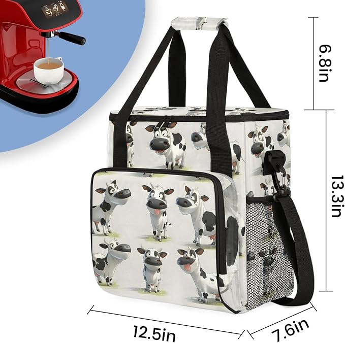 Cow Farm Animal Coffee Maker Carring Bag, Large Insulated Storage Organizer - Image 2