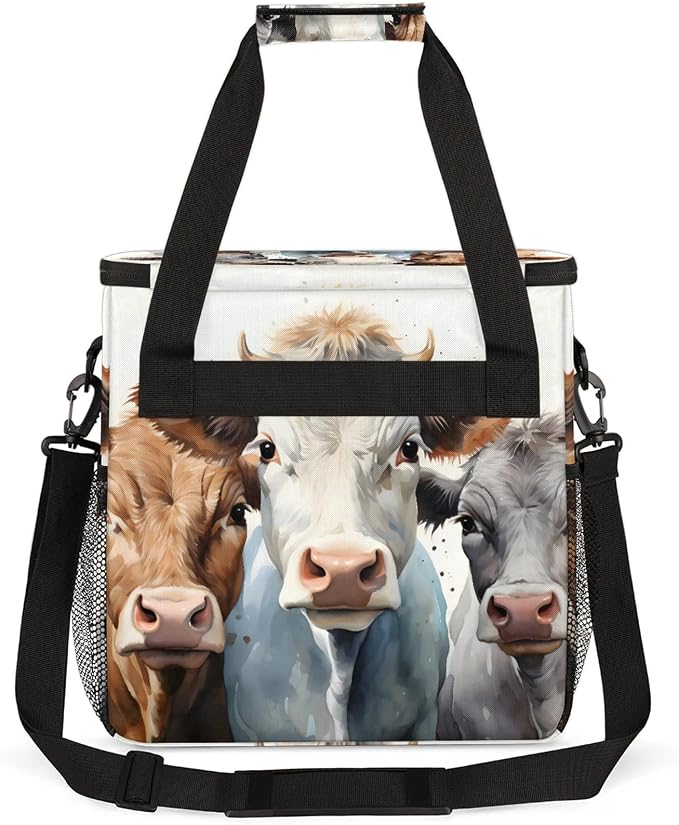 Cow Animals Coffee Maker Carring Bag, Large Insulated Storage Organizer Case - Image 5