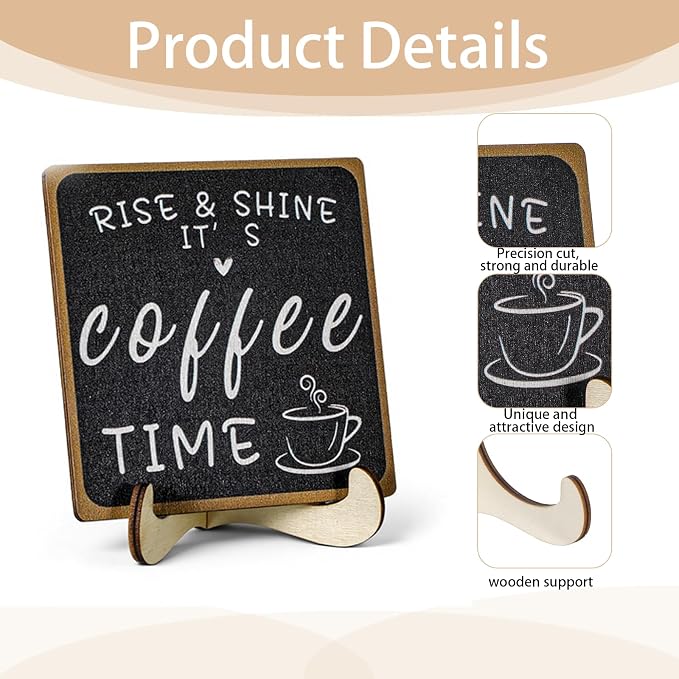 Wooden Coffee Bar Sign Coffee Bar Decor Coffee Bar Decorations Black White - Image 3