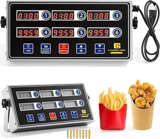 Relaxweex 2 Pack Commercial 6 Channel Digital Kitchen Timer, Wall Mount or by Relaxweex