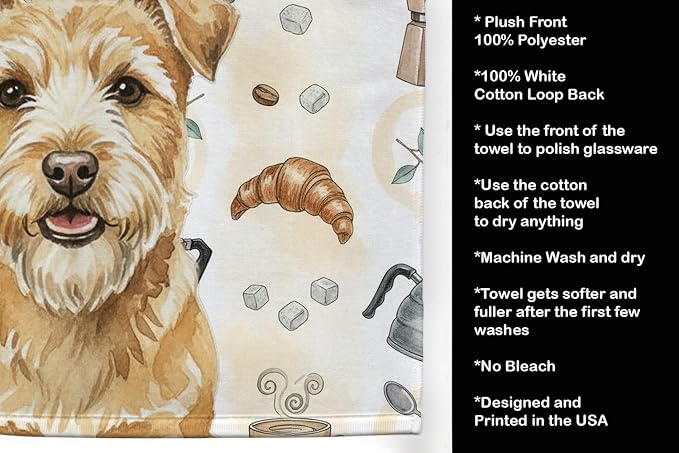 Caroline's Treasures Wheaten Norfolk Terrier Coffee Bar Kitchen Towel Velour - Image 4