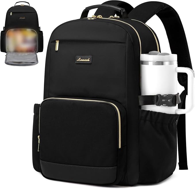 LOVEVOOK Lunch Backpack with Lunch Compartment, 17 Inch Laptop Work Travel by LOVEVOOK