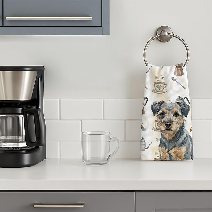 Caroline's Treasures Blue and Tan Border Terrier Coffee Bar Kitchen Towel - Image 3