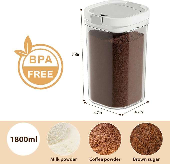 Coffee Storage Canister 60.8oz Airtight Sugar Storage Organization BPA Free - Image 3
