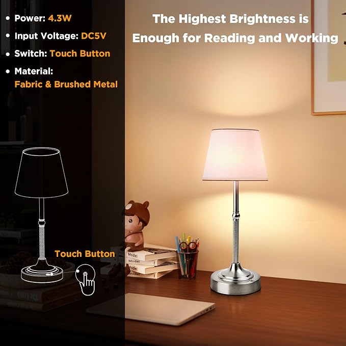 LUTEC Cordless Table Lamp, Battery Operated Lamp - Image 8