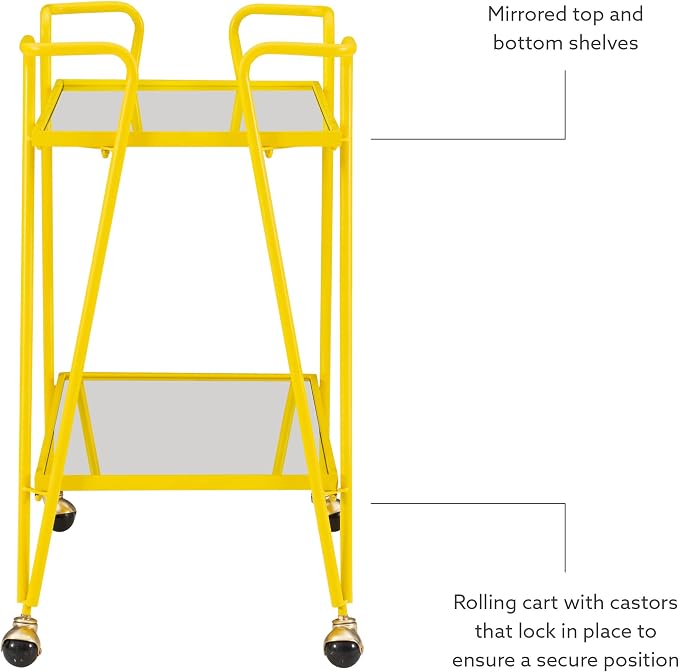Linon Gina Yellow Mid Century Bar Cart - Image 6