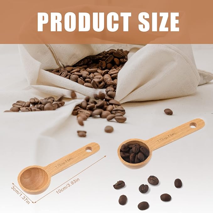 4pcs 7.5ml Wood Coffee Scoops, Coffee Spoon in Beech Wooden Measuring Spoons - Image 2