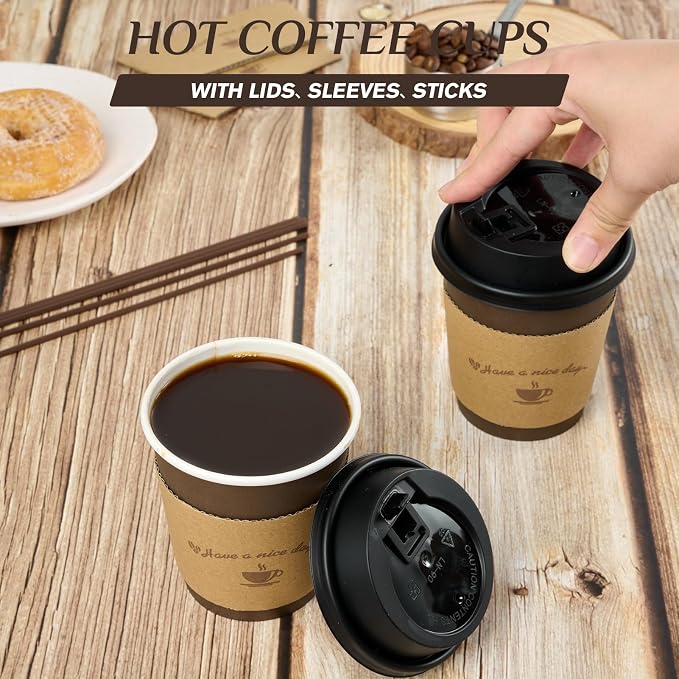 LITOPAK 100 Pack 10 oz Paper Coffee Cups - Image 4