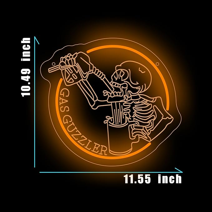 Gas Guzzler Skull Neon Sign Garage Wall Art LED - Image 6