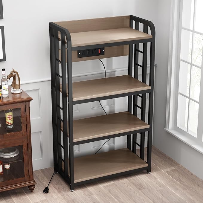 SIREDEEP Bakers Rack with Power Outlet ，4-Tier Kitchen Baker's Rack, Microwave - Image 4