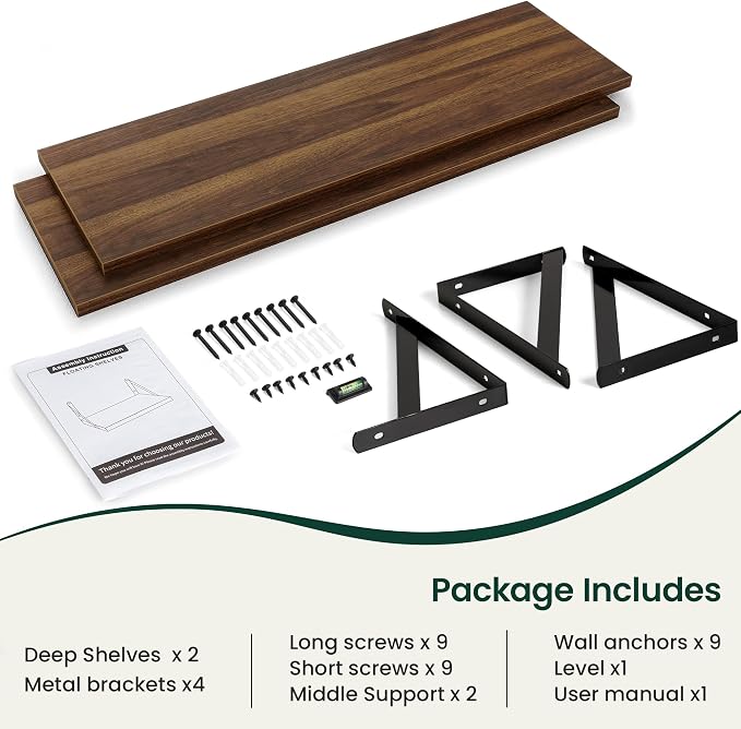 Floating Shelves 12 Inch Deep, 48W x 12D Wall Shelf Set of 2, 70 lbs Heavy Duty - Image 4