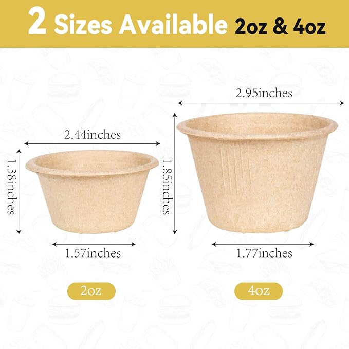 Gere Disposable Testing Bowls, 100 Pack, 2 oz, Natural Biodegradable Bagasse - Image 2
