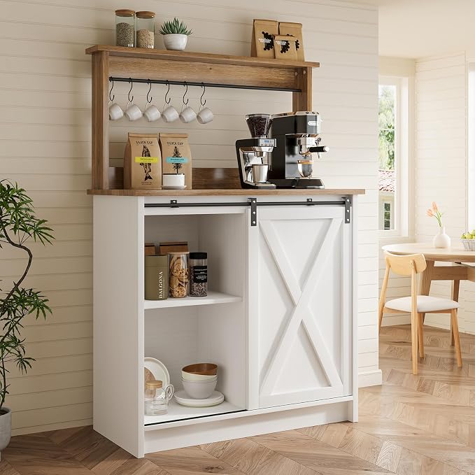 4ever2buy Farmhouse Coffee Bar Cabinet by 4ever2buy