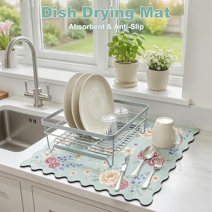 Dish Drying Mat for Kitchen Counter, Coffee Mat for Coffee Bar, Heat Resistant - Image 4