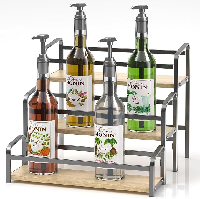 DTUQYX Coffee Syrup Organizer 3-Tier, 12 Bottles Capacity Coffee Syrup Rack by Unknown