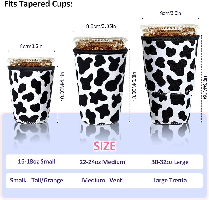Patelai 4 Pack Reusable Iced Coffee Insulator Sleeve, Neoprene Coffee Cup Holder - Image 3