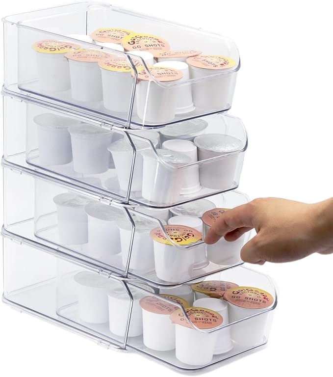 Clear Coffee Pod Holder for Counter, Transparent Coffee Pod Drawer for K Cups by Famaster