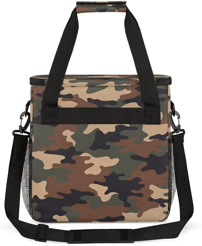 Brown Green Camo Coffee Maker Carring Bag, Large Insulated Storage Organizer - Image 5