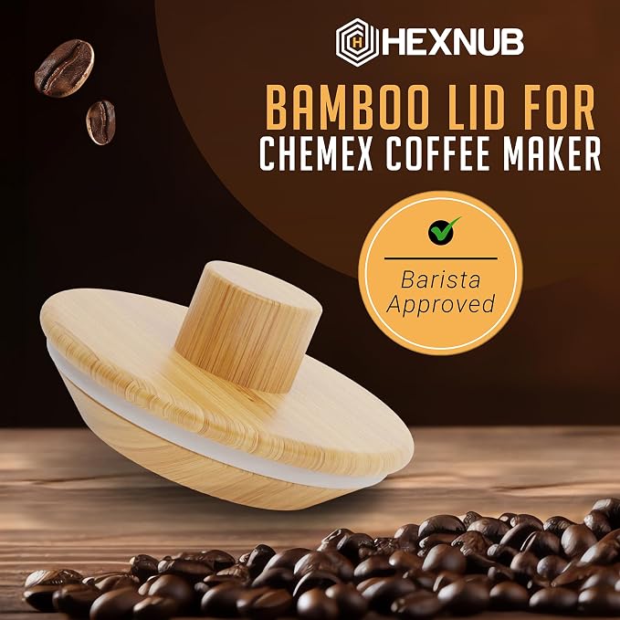 HEXNUB Pour Over Lid for Chemex Coffee Maker Bamboo Heat Retaining Cover | - Image 2