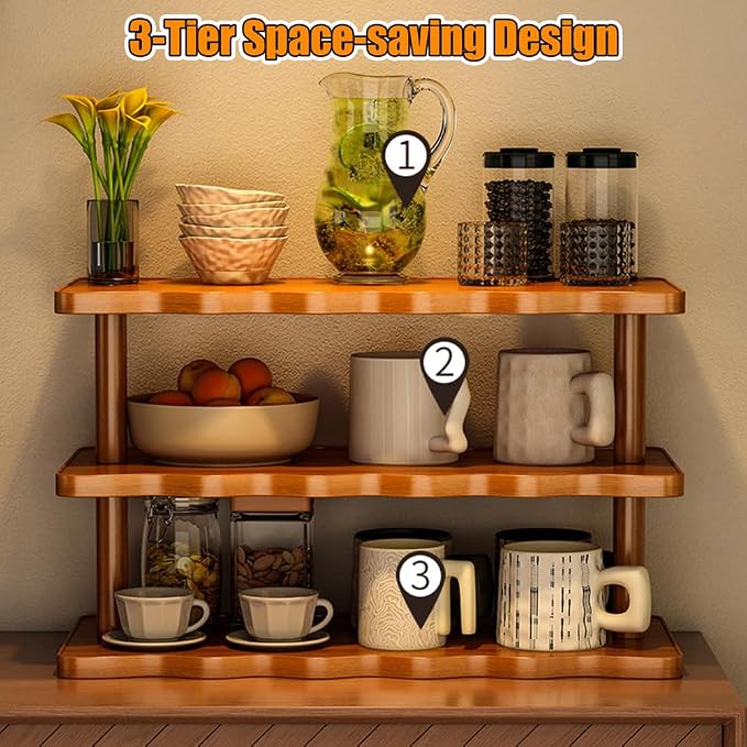 Wooden Mug Holder Countertop, Coffee Station Organizer, Counter Shelf - Image 3