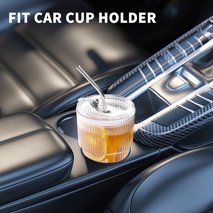 16 OZ Iced Coffee Cups with Lids and Straws Set of 4, Unbreakable Plastic - Image 7