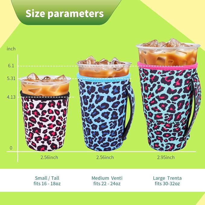 3 Pack Iced Coffee sleeve Insulated Neoprene Cup Sleeves - Image 2