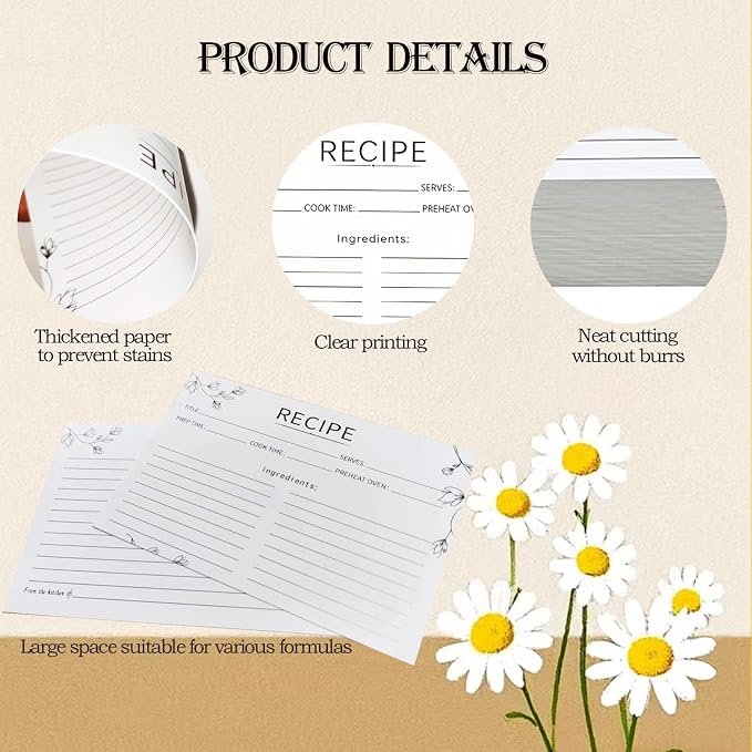 Blank Double Sided Recipe Cards, 4x6 Inches - Image 3