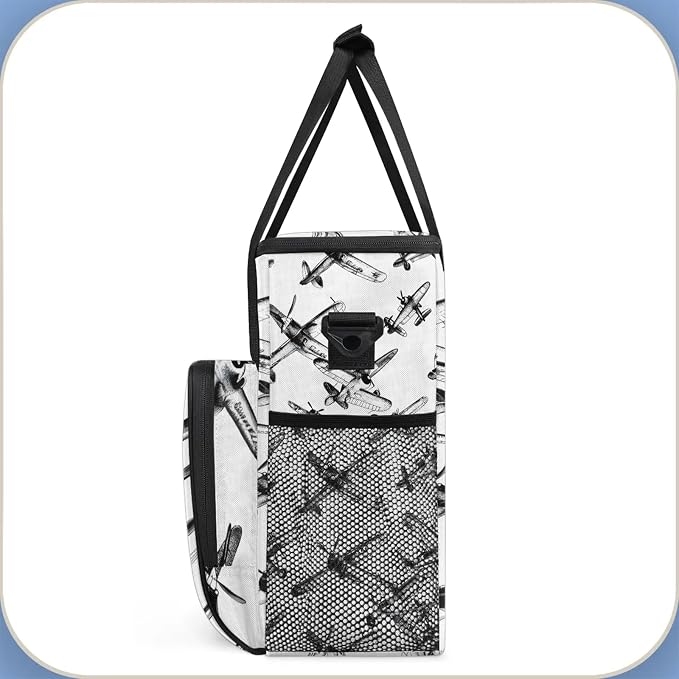 Airplane Pattern Coffee Maker Carring Bag, Large Insulated Storage Organizer - Image 4