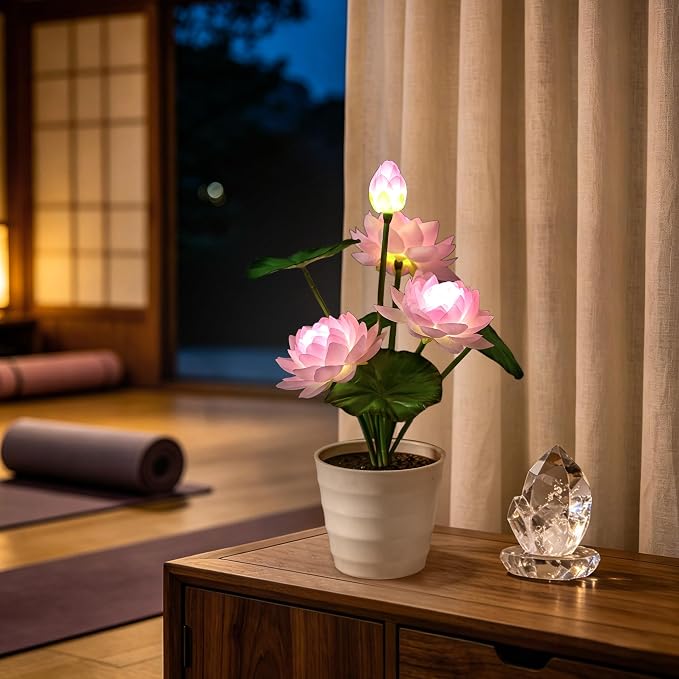 Artificial Pink Lotus Flower Lamp Flower Night Light - Image 5
