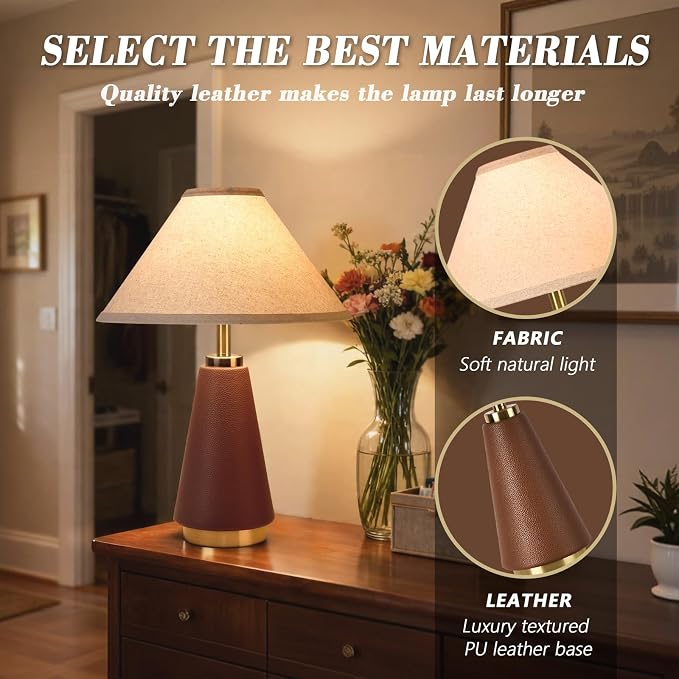 18.11 Inch Brown Table Lamp, Farmhouse Table Lamps - Image 4