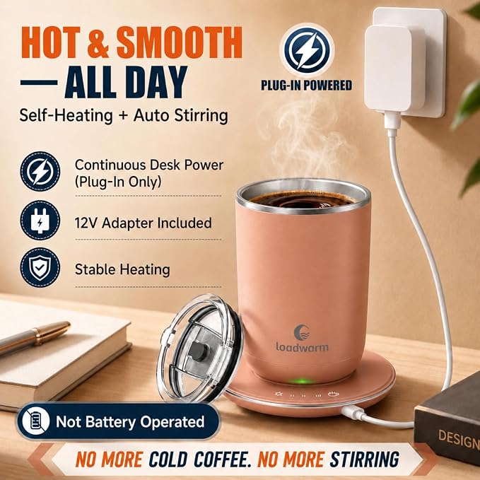 Self Heated Stirring Coffee Mug, 10oz Auto Mixing Cup - Image 4